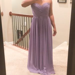 Lavender/ Lilac Chiffon Strapless Bridesmaid Dress